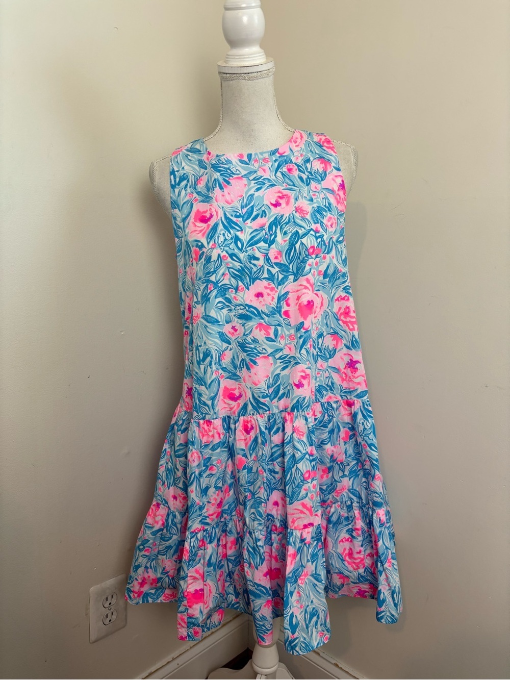 Lilly Pulitzer Trina Dress In Bondi Blue My Little Peony floral Print Size Small - Picture 2 of 13